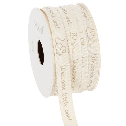 Gift ribbon with little mouse design, decorative ribbon for births and christenings, 15mm wide, 20m long