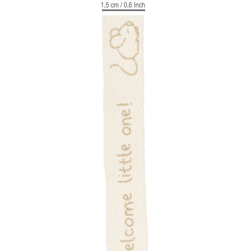 Product Gift ribbon with little mouse design, decorative ribbon for births and christenings, 15mm wide, 20m long