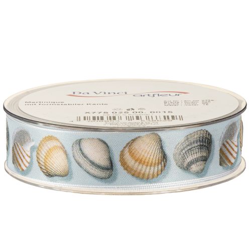Product Gift ribbon maritime decoration shells blue 25mm 15m