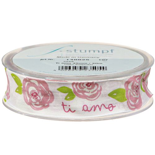 Product Gift Ribbon Roses "Ti amo" Romantic Decorative Ribbon 25mm 20m