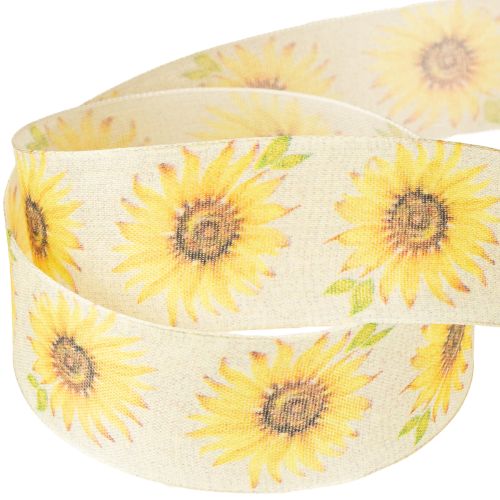 Floristik24 Gift ribbon sunflowers yellow ribbon 40mm 15m