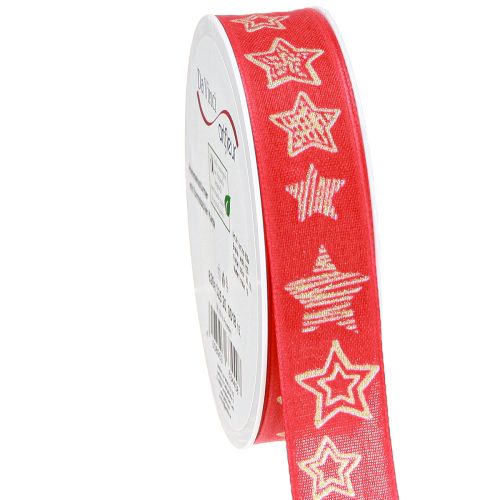 Floristik24 Gift ribbon stars Christmas ribbon red gold 25mm 18m