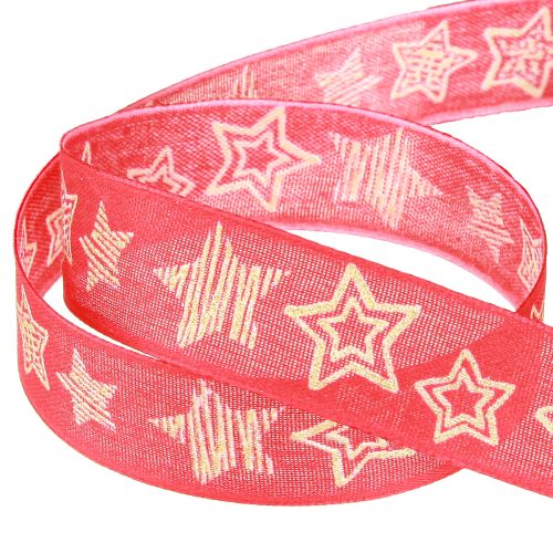 Product Gift ribbon stars Christmas ribbon red gold 25mm 18m