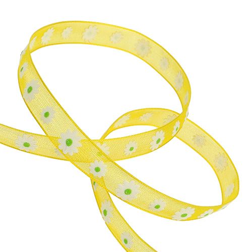 Product Gift ribbon yellow with flower 10mm 20m