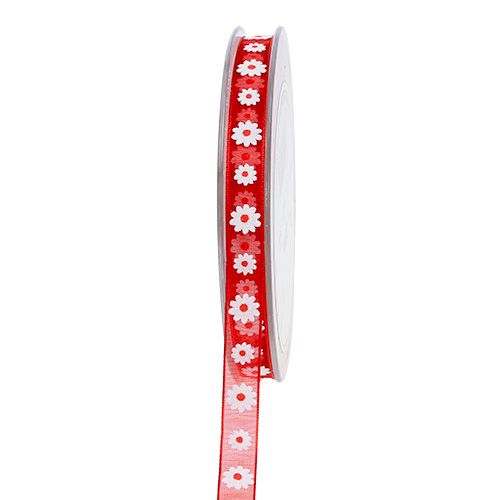 Floristik24 Gift ribbon red with flower 10mm 20m