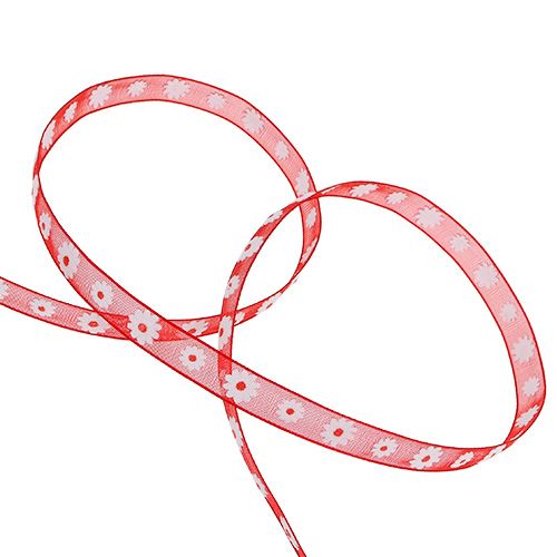 Floristik24 Gift ribbon red with flower 10mm 20m