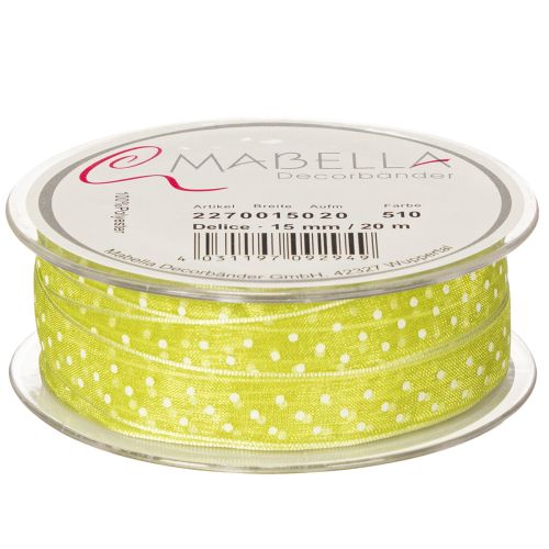 Product Ribbon with dotted pattern for decorative gift wrapping, 1.5cm wide, 20m long