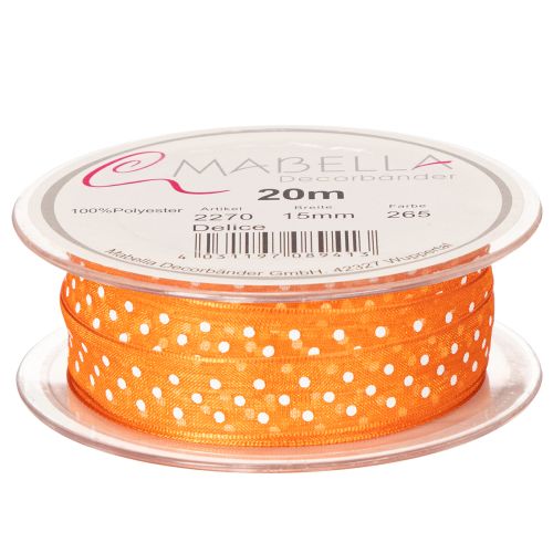 Product Gift ribbon with polka dots for elegant gift wrapping, 1.5cm wide, 20m long
