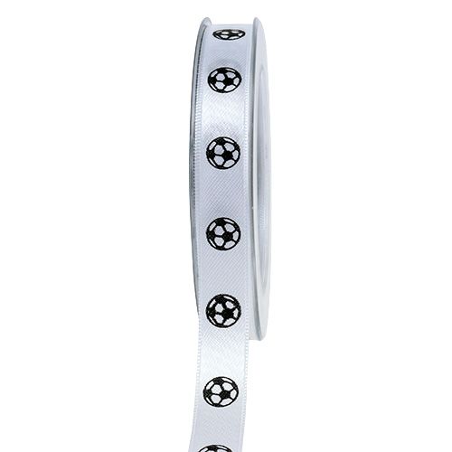 Floristik24 Gift ribbon white with football 15mm 25m