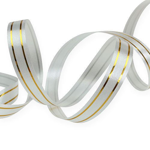 Floristik24 Split ribbon 2 gold stripes on silver 10 mm 250m