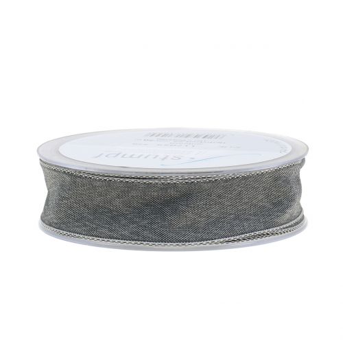 Floristik24 Gift ribbon gray matt 25mm 20m
