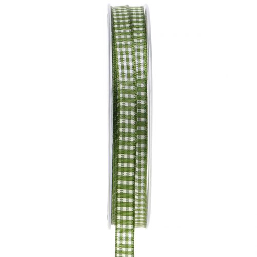 Gift ribbon check green 8mm 20m