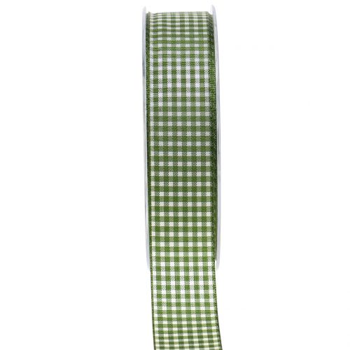 Floristik24 Gift ribbon check green 25mm 20m