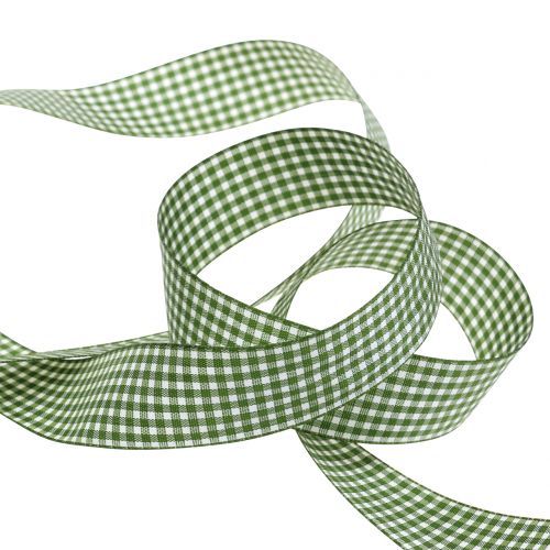 Product Gift ribbon check green 25mm 20m