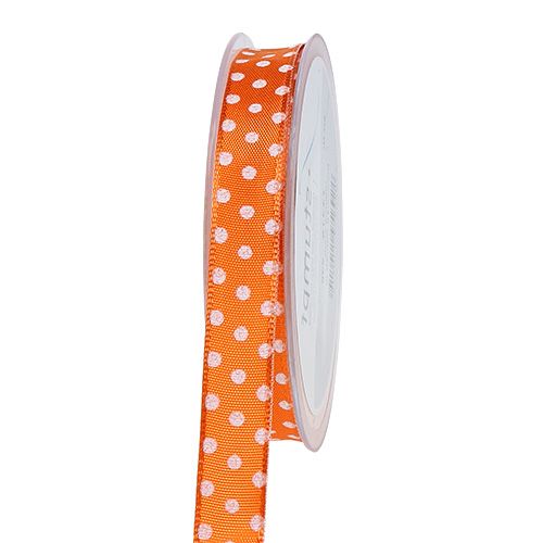 Floristik24 Gift ribbon with dots orange 15mm 20m