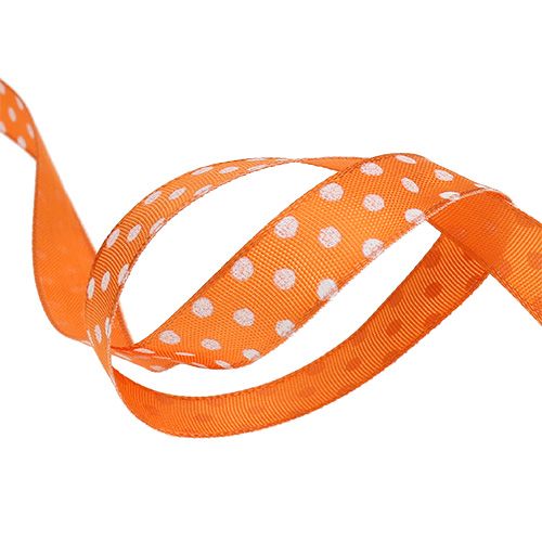 Floristik24 Gift ribbon with dots orange 15mm 20m