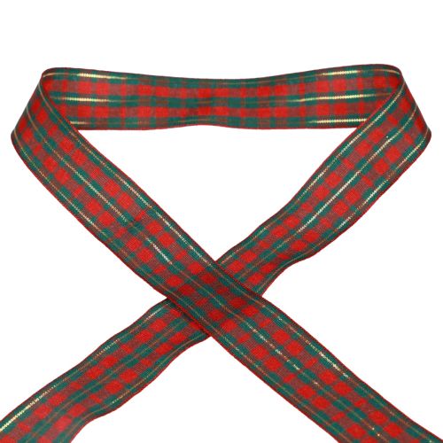 Floristik24 Gift ribbon Scottish checked decorative ribbon red green 40mm 15m