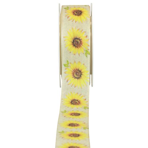 Floristik24 Gift ribbon sunflowers yellow ribbon 40mm 15m
