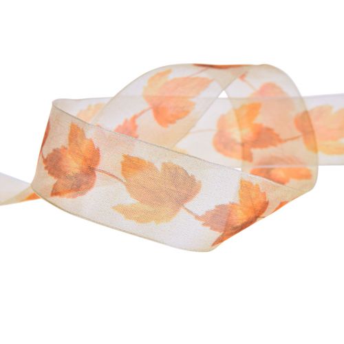 Product Gift ribbon selvedge ribbon autumn maple leaves 40mm 15m