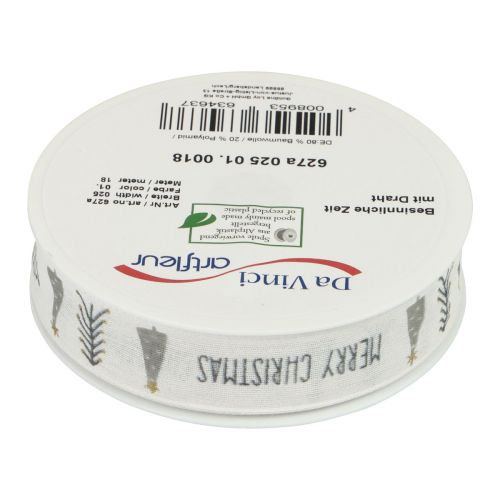 Product Gift ribbon Christmas Merry Christmas Grey 25mm 18m