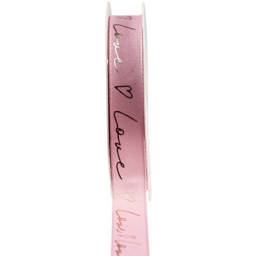 Floristik24 Gift ribbon with hearts decorative ribbon pink gold 15mm 15m