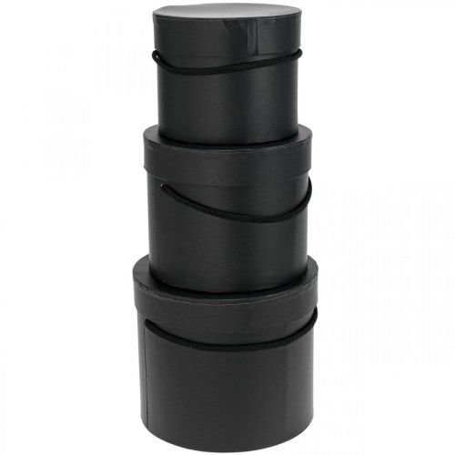 Floristik24 Gift box round Flowerbox black Ø12.5/14.5/16.5cm set of 3