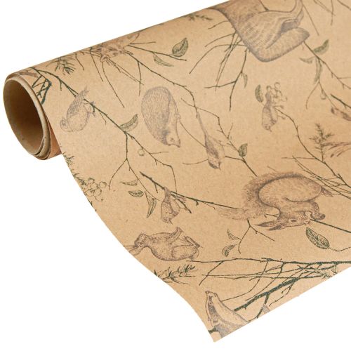 Floristik24 Gift wrap animals forest in brown blue 70cm x 200cm