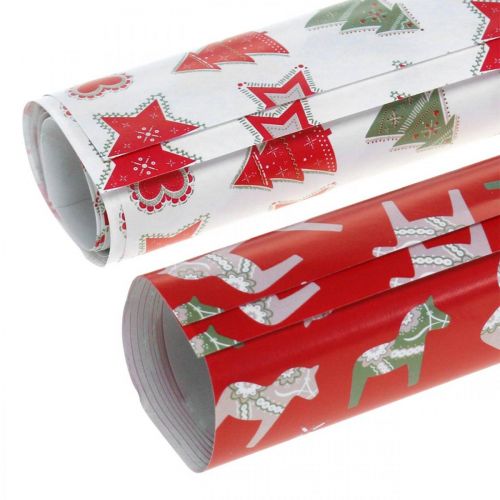 Floristik24 Wrapping paper Christmas red, white 4 sheets in a set 50 × 70cm