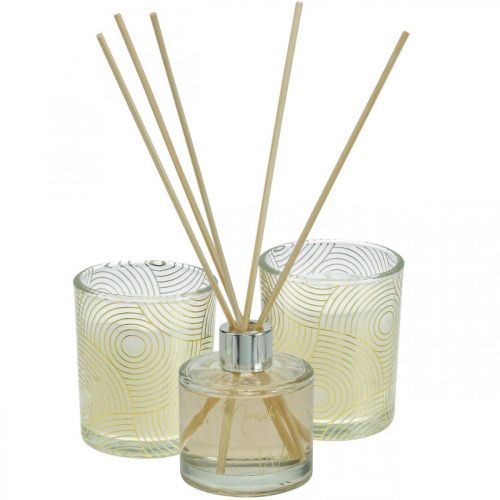 Gift set room fragrance scented candles in glass 8 pieces vanilla scent