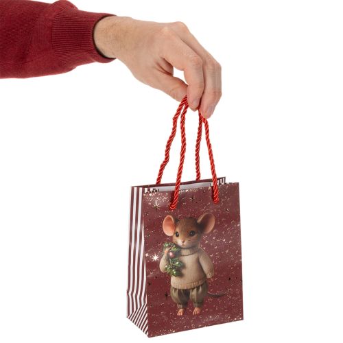 Christmas gift bag with mouse motif, 16cm, 2 pieces | Floristik24.ie