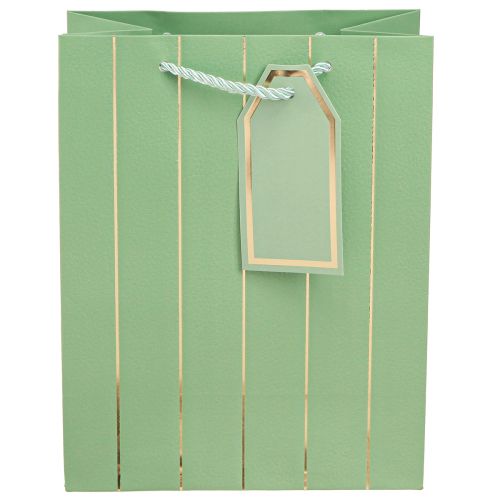 Product Gift Bag Light Green Golden Stripes 18×10×23cm 1 pc