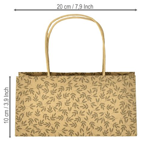 Product Gift bag paper natural brown leaves 20×10×10cm 6 pcs