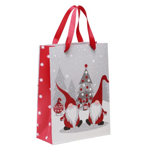 Product Gift bag with handles gnome red grey white 24×18×8cm 4pcs