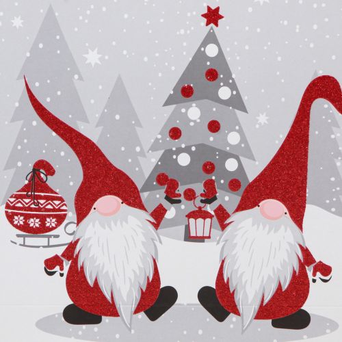 Product Gift bag with handles gnome red grey white 24×18×8cm 4pcs