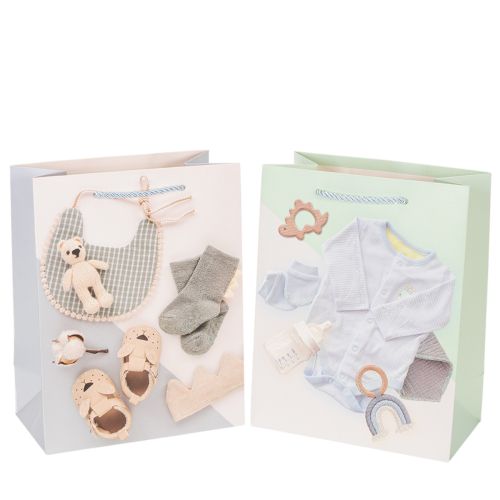 Floristik24 Baby Boy Gift Bag - Ideal for Baby Gifts at Birth - 23cm - 2 Pieces