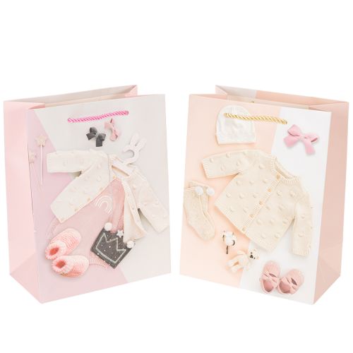 Floristik24 Gift bags for baby girls, birth gift bags, 23×18cm, 2 pieces