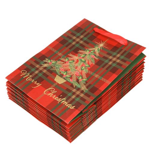 Product Gift bags Christmas tree red green 18x24cm 4pcs