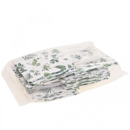 Floristik24 Gift Bags Paper Bags White Leaves 12×12×12cm 12 pcs