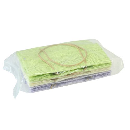 Product Woven gift bags with handles green, yellow, purple 20×10×10cm 6pcs