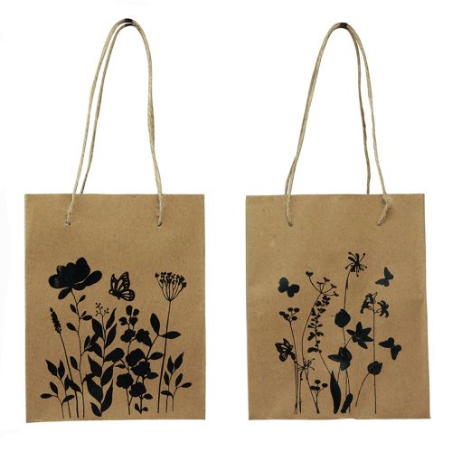 Floristik24 Gift Bags with Handles Paper Natural Black 12×15cm 6 Pcs