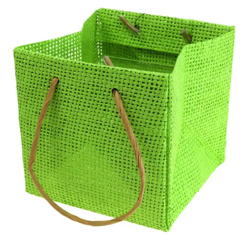 Floristik24 Gift bags woven with handles green, yellow, purple 10.5cm 12 pcs