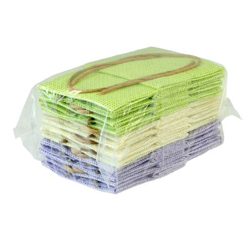 Floristik24 Gift bags woven with handles green, yellow, purple 10.5cm 12 pcs