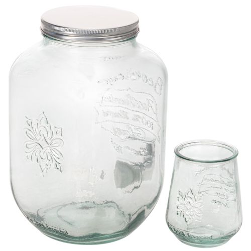 Glass Beverage Dispenser with Tap and 4 Glasses H25.5cm | Floristik24.ie