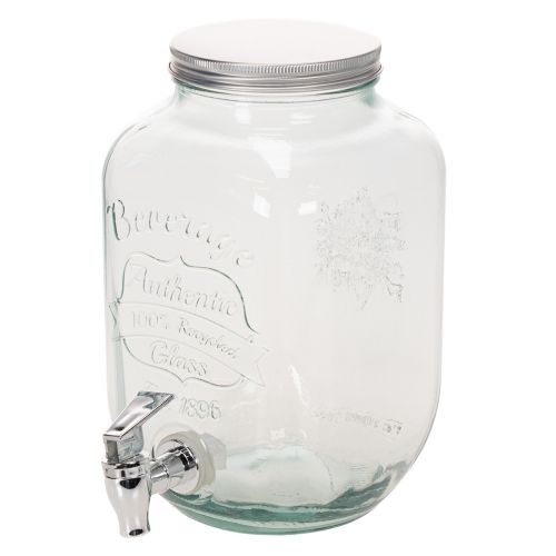 Glass Beverage Dispenser with Tap and 4 Glasses H25.5cm | Floristik24.ie