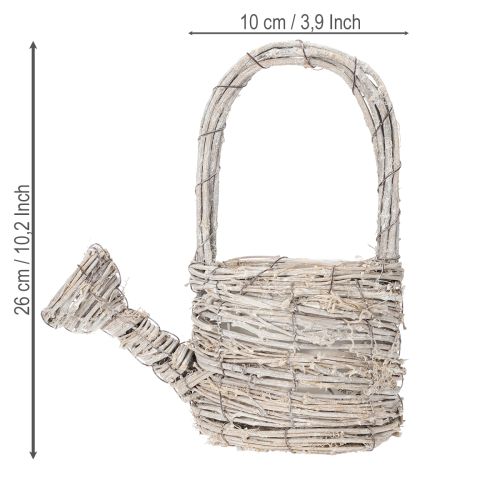 Product Decorative watering can in a tasteful woven design for elegant home decor, 26cm
