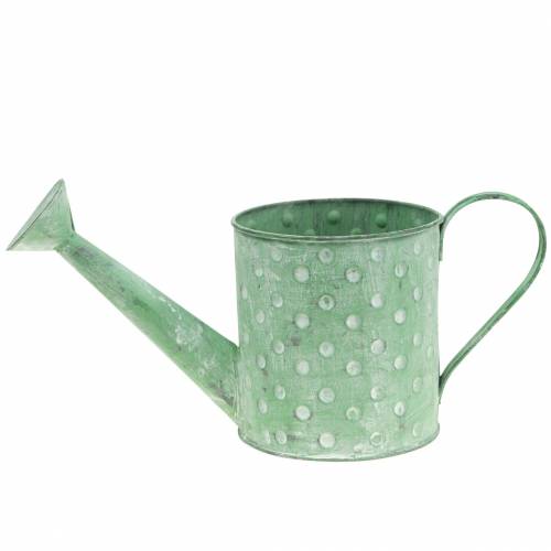 Floristik24 Decorative watering can metal green Ø12cm H13cm