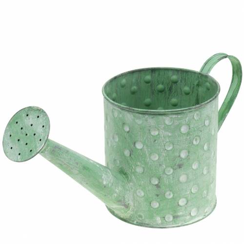 Floristik24 Decorative watering can metal green Ø12cm H13cm