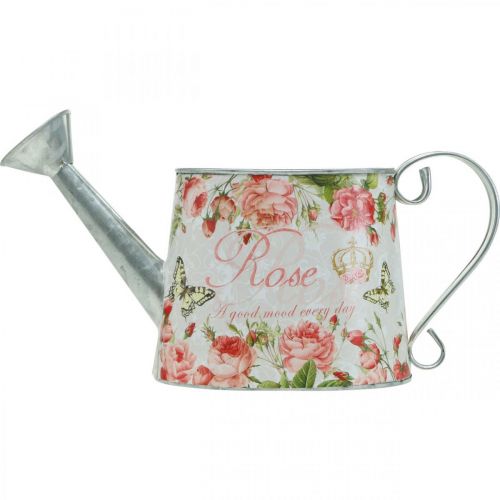 Floristik24 Nostalgic decorative jug, jug made of metal, planter with roses H15.5cm L28.5cm