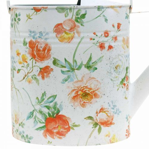 Product Vintage decorative metal watering can with rose motif, summer garden decoration, nostalgic planting can, H31.5 cm