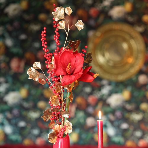 Gingko branch decorative artificial plant bronze glitter 84cm | Floristik24.ie